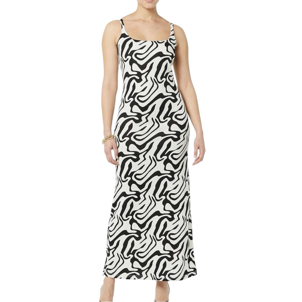 TEREA Cleo Bodycon Black & White Maxi Statement Dress Size Medium New with Tag